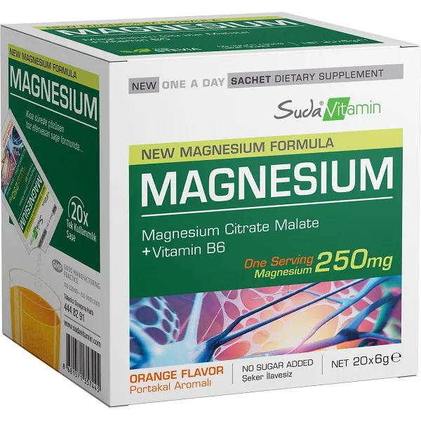 Suda Vitamin Magnesium Portakal 20 Efervesan Saşe