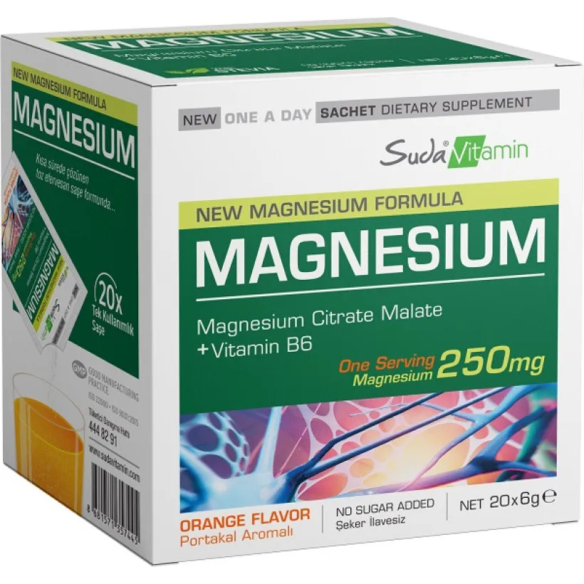 Suda Vitamin Magnesium Portakal 20 Efervesan Saşe