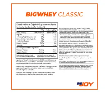 Bigjoy BIGWHEY Whey Protein Classic Çilek 2376g